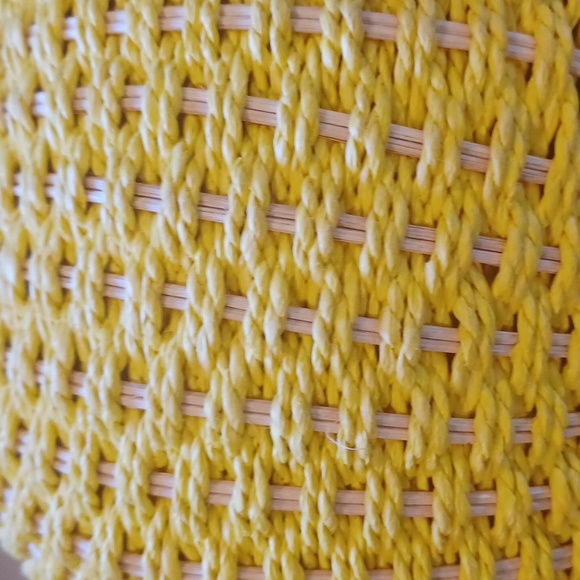 Bay Sky Unique Golden Yellow Paper/Rattan Basket Weave Handbag - Picture 6 of 10